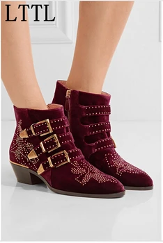 LTTL Fashion Celebrity Susanna Ankle Boots Women Buckles Rivets Studded Shoes Woman Vintage Low Heel Velvet Riding Booties Zip
LTTL Fashion Celebrity Susanna Ankle Boots Women Buckles Rivets Studded Shoes Woman Vintage Low Heel Velvet Riding Booties Zip