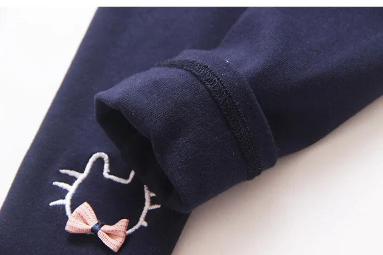 2018 Spring Autumn Kids Children Birthday Gift Solid Color Pink Navy Blue Gray Cat Bow Embroidery Butterfly Leggings For Girls (18)