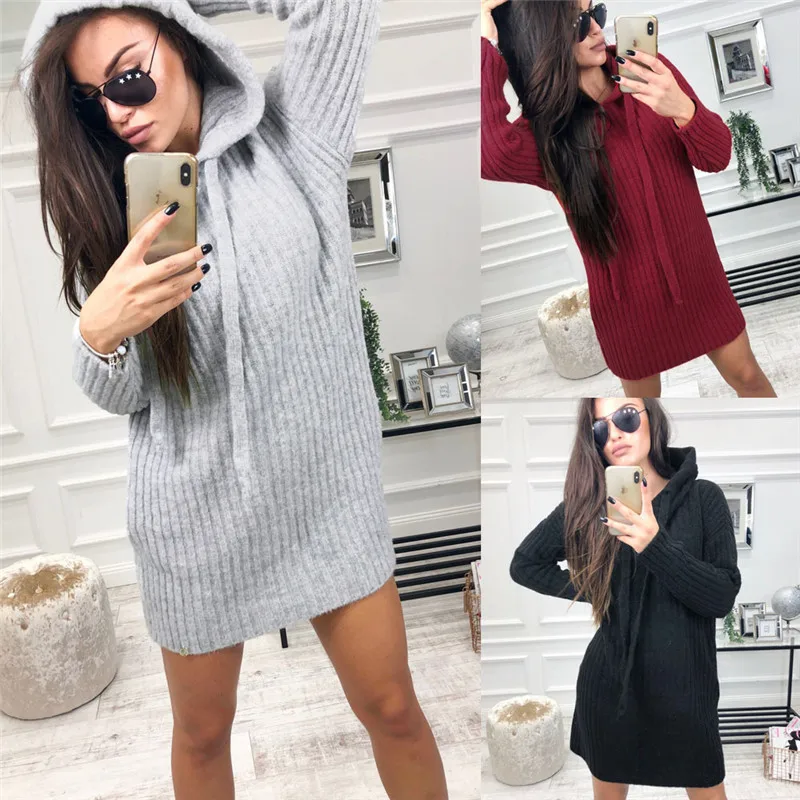 Women New Solid Long Sleeve Hooded Dress Autumn Winter New Casual Fashion Slim Body Lacing Sexy Ladies Street Sport Mini Dress
Women New Solid Long Sleeve Hooded Dress Autumn Winter New Casual Fashion Slim Body Lacing Sexy Ladies Street Sport Mini Dress