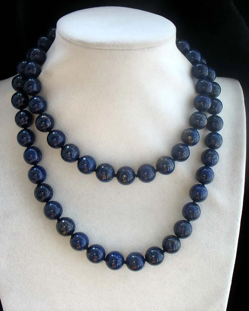 

lapis lazuli blue round 10mm 12mm necklace 30inch wholesale beads nature FPPJ woman 2017