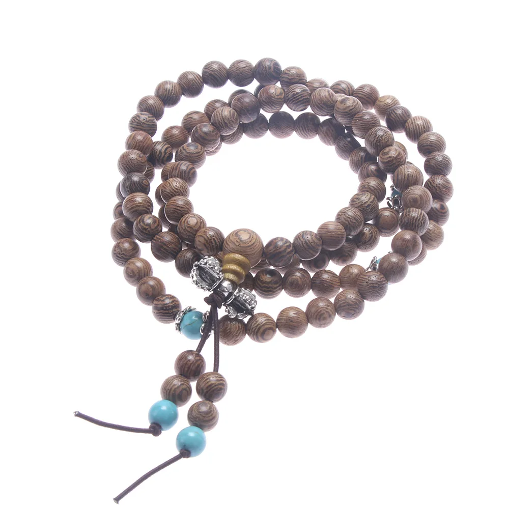 

6mm Natural Sandalwood Buddhist Buddha Meditation 108 beads Wood Prayer Bead Mala Bracelet For Women Men Jewelry