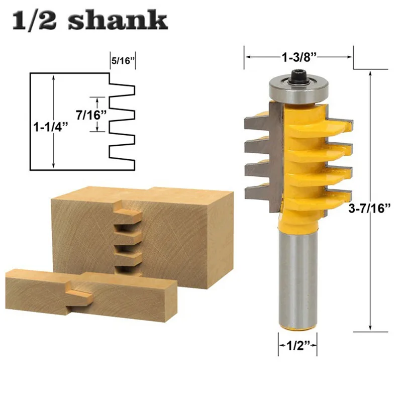 1pc 12.7mm 1/2" Shank Reversible Finger Joint Glue Wood Router Bit Tungsten Carbide Anti-Kickback Rail & Stil Cutter For Wood
1pc 12.7mm 1/2" Shank Reversible Finger Joint Glue Wood Router Bit Tungsten Carbide Anti-Kickback Rail & Stil Cutter For Wood