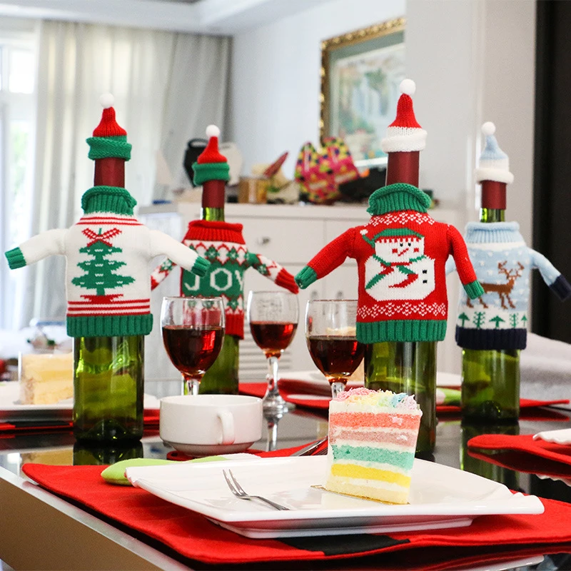 Useber Christmas Decoration New Red Wine Bottle Cover Knitted Small Sweater Sets Home Furnishings
Useber Christmas Decoration New Red Wine Bottle Cover Knitted Small Sweater Sets Home Furnishings