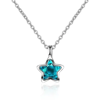 Pure 925 sterling silver fashion blue crystal star ladies short chain female pendant necklace jewelry Christmas gift no fade
Pure 925 sterling silver fashion blue crystal star ladies short chain female pendant necklace jewelry Christmas gift no fade
