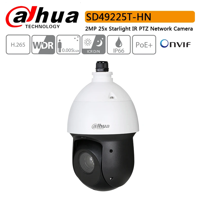 Original Dahua 2MP 25x Starlight IR PTZ Network IP Camera SD49225T-HN High Speed IP Dome Camera 16X Digital Zoom IP66 Waterproof
Original Dahua 2MP 25x Starlight IR PTZ Network IP Camera SD49225T-HN High Speed IP Dome Camera 16X Digital Zoom IP66 Waterproof