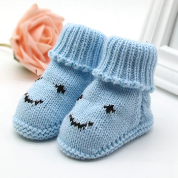 Baby Snow Boots Knitted Wool Thicken Autumn Winter Warm Infant Baby Shoes Footwear