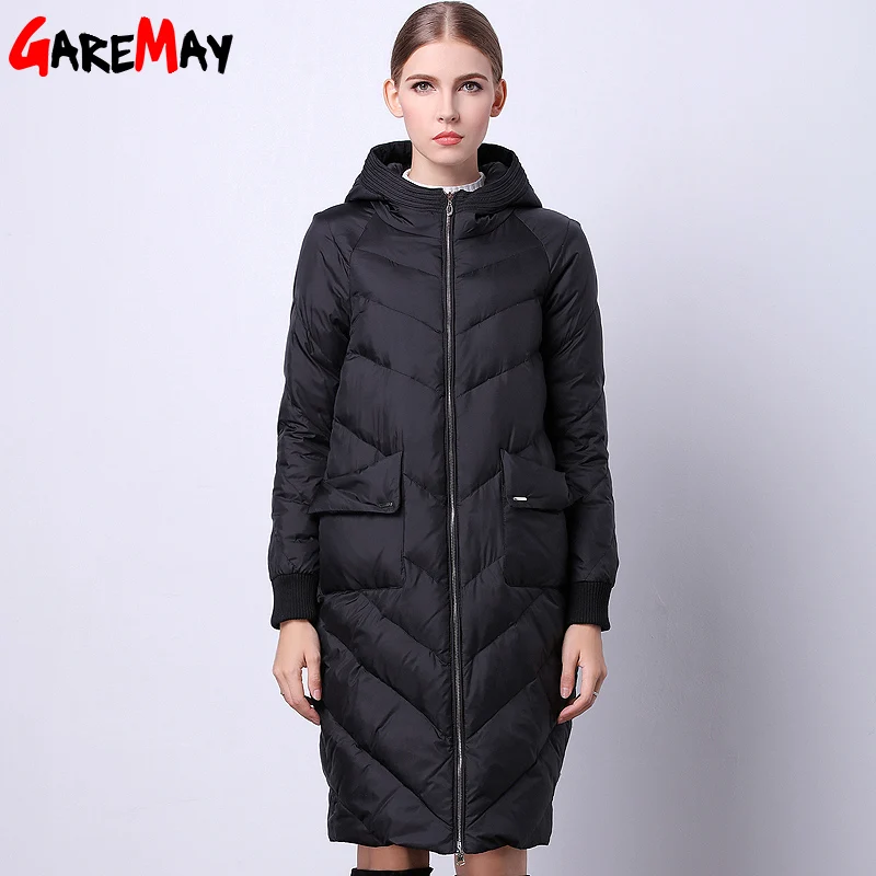 Image Parkas For Women Winter Duck Down Jacket Hooded Mid Length Loose Fit Manteau D hiver Femme 2016 Womens Wadded