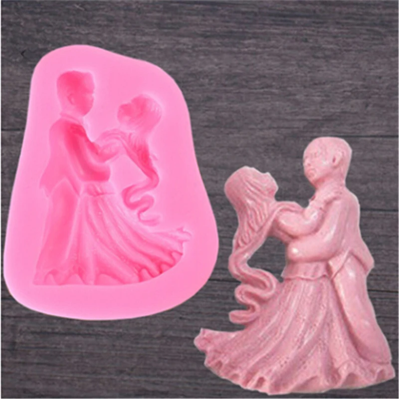 Pink Groom Bride Double Hug Silicone Mold Cake Fondant Chocolate Baking In Kitchen | Дом и сад