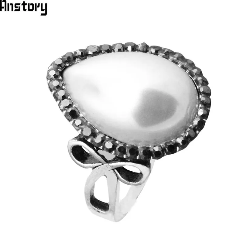 Water Drop Pearl Rings Rhinestone Rings For Women Antique Silver Plated Fashion Jewelry
Water Drop Pearl Rings Rhinestone Rings For Women Antique Silver Plated Fashion Jewelry