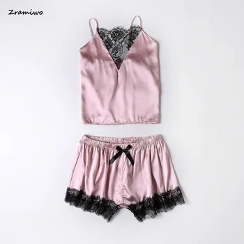 Zramiwo Women Pajamas Set Satin Sleepwear Lace Cami and Shorts Sets Sleeveless Spaghetti Strap Nightwear
Zramiwo Women Pajamas Set Satin Sleepwear Lace Cami and Shorts Sets Sleeveless Spaghetti Strap Nightwear