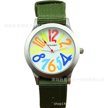 Lovely student color large digital easy watch nylon quartz watch outdoor sport luminous children pointer watch
Lovely student color large digital easy watch nylon quartz watch outdoor sport luminous children pointer watch