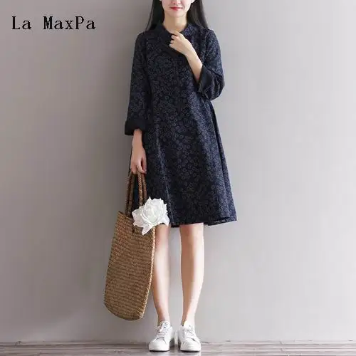 Mori Girl Floral Print Spring Autumn Dress 3 Color Literature Stand Collar Long Sleeve Loose Waist Pleated Womens Dresses M-XXL
Mori Girl Floral Print Spring Autumn Dress 3 Color Literature Stand Collar Long Sleeve Loose Waist Pleated Womens Dresses M-XXL