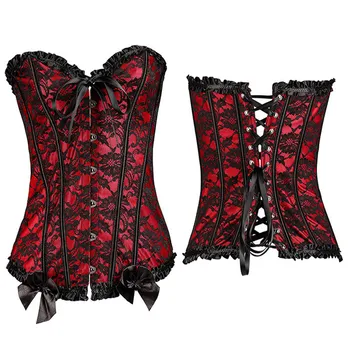 Sexy Lingerie Satin Floral Gothic Lace up Boned Overbust Corset Bustier Waist Trainer Plus Size S-6XL Corset With G-string Korse
Sexy Lingerie Satin Floral Gothic Lace up Boned Overbust Corset Bustier Waist Trainer Plus Size S-6XL Corset With G-string Korse