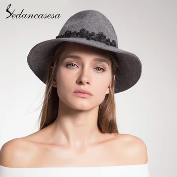 Sedancasesa England Style Winter Hat For Women Fedora Hat Woman Wide Brim Handmade Lace Wool Felt Fedoras Ladies Girls Caps
Sedancasesa England Style Winter Hat For Women Fedora Hat Woman Wide Brim Handmade Lace Wool Felt Fedoras Ladies Girls Caps