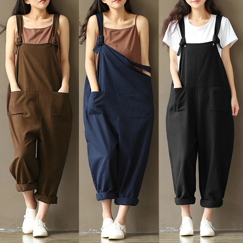 2019 Summer Women Rompers Strappy Pockets Cotton Linen Long Jumpsuits Casual Solid Dungarees Loose Bib Overalls Plus Size
2019 Summer Women Rompers Strappy Pockets Cotton Linen Long Jumpsuits Casual Solid Dungarees Loose Bib Overalls Plus Size