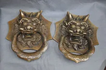2pcs CopperHome Fengshui brass Foo Dog Dragon Kylin Door Holder Gate Knockers Garden Decoration 100% Tibetan silver brass
2pcs CopperHome Fengshui brass Foo Dog Dragon Kylin Door Holder Gate Knockers Garden Decoration 100% Tibetan silver brass