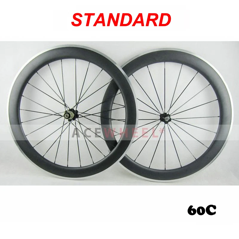 Standard 700c 60mm x 20.5mm Carbon Clincher Road Bike Wheels with Novatec/Powerway Hub, Aluminum alloy brake surface 20 24 Holes
Standard 700c 60mm x 20.5mm Carbon Clincher Road Bike Wheels with Novatec/Powerway Hub, Aluminum alloy brake surface 20 24 Holes
