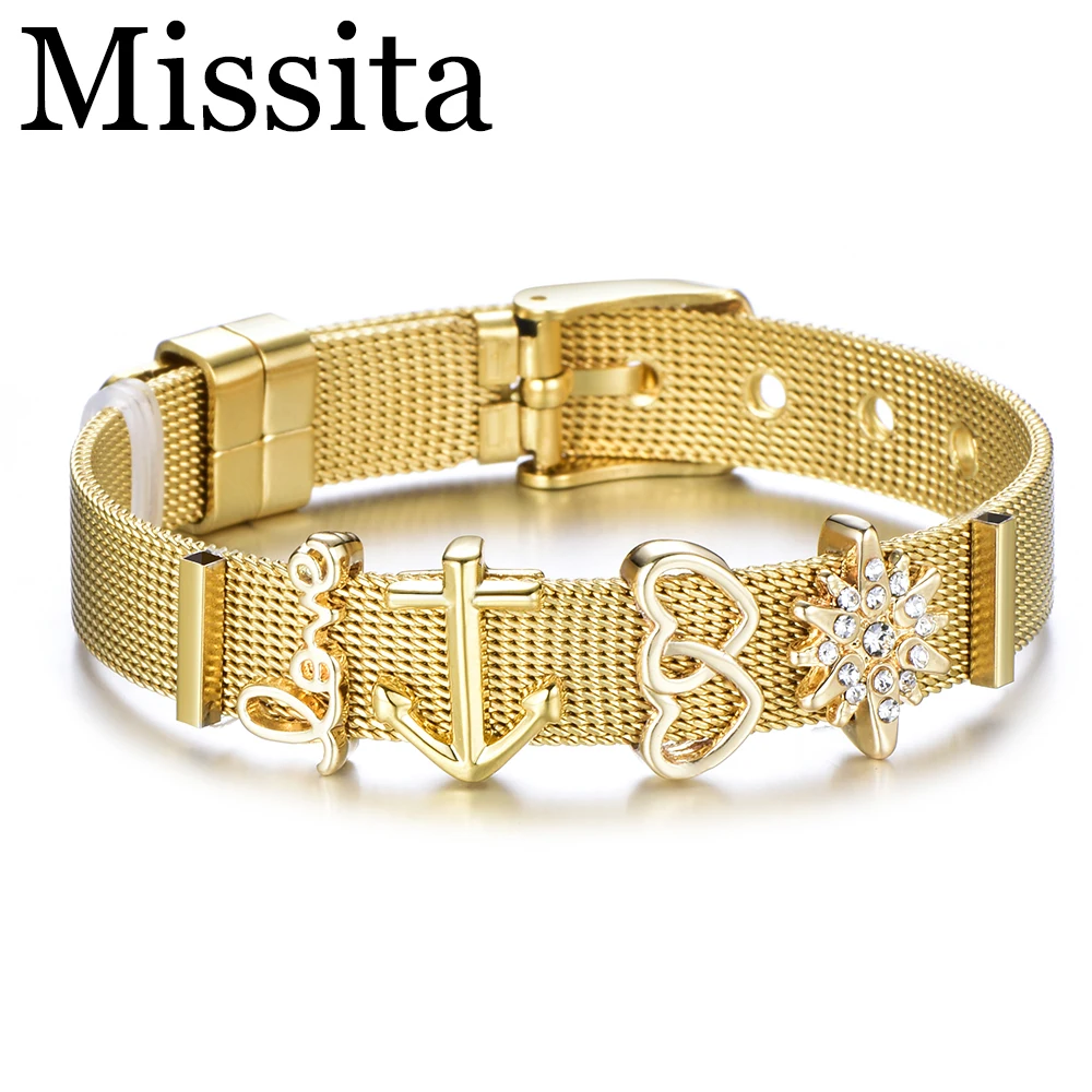 Cuteeco Hot Selling Women Stylish Rhinestone Love Anchor Beads Adjusted Pan Bracelet Stainless Steel Mesh Belt Bracelet
Cuteeco Hot Selling Women Stylish Rhinestone Love Anchor Beads Adjusted Pan Bracelet Stainless Steel Mesh Belt Bracelet