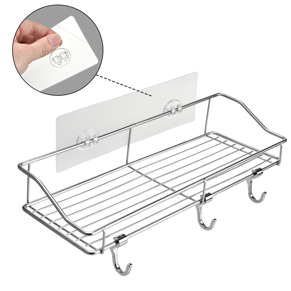 Free Punching Silvery Home Kitchen Wall Hanging Shelves No Rusting Bathroom Storage Racks
Free Punching Silvery Home Kitchen Wall Hanging Shelves No Rusting Bathroom Storage Racks