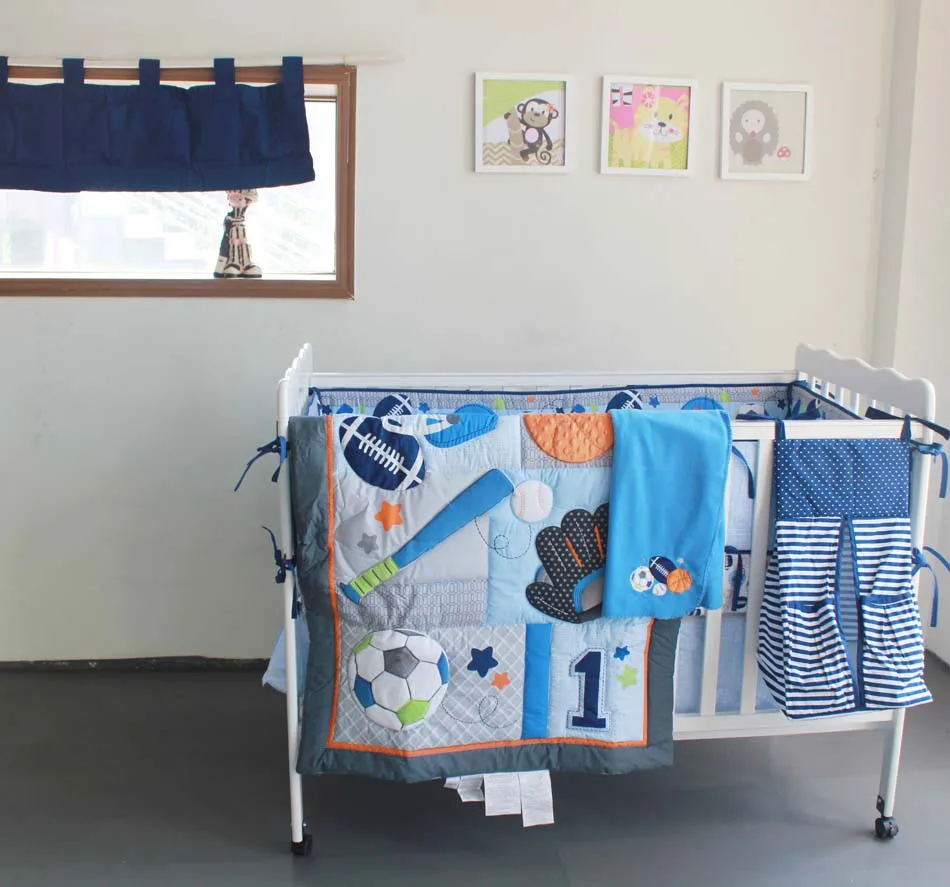 9 Pieces Baby Boy Sport Crib Bedding Set -comforter,crib sheet, crib skirt, 4pcs bumpers, blanket,nappy stacker
9 Pieces Baby Boy Sport Crib Bedding Set -comforter,crib sheet, crib skirt, 4pcs bumpers, blanket,nappy stacker