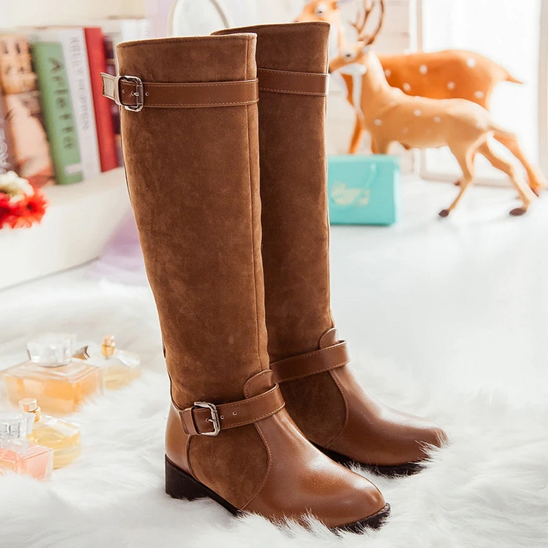 Spring Autumn Fashion Buckle Knee High Boots Square Heel Round Toe Suede PU Leather Patchwork Martin Women Shoes 913245
Spring Autumn Fashion Buckle Knee High Boots Square Heel Round Toe Suede PU Leather Patchwork Martin Women Shoes 913245