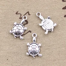 10 Uds. Encantos tortuga de mar 18x11mm antiguo hacer colgantes ajuste, Plata tibetana Vintage, joyería hecha a mano DIY(China)