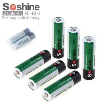 6pcs/set Soshine 1.2V Ni-MH AA 1.2V 2700mAh Rechargeable Batteries + 3pcs Portable Battery Box for Camera / Toys High Quality 
6pcs/set Soshine 1.2V Ni-MH AA 1.2V 2700mAh Rechargeable Batteries + 3pcs Portable Battery Box for Camera / Toys High Quality