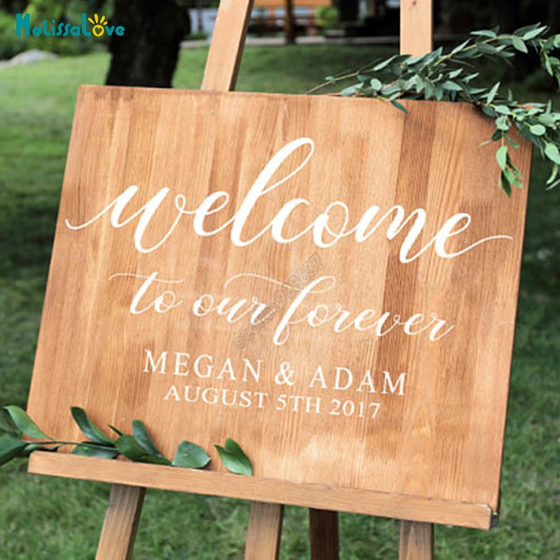 Wedding Personalized Decal Welcome To Our Forever Custom Name And Date Sticker Removable Vinyl Board Mirrors Decor B754 | Дом и сад