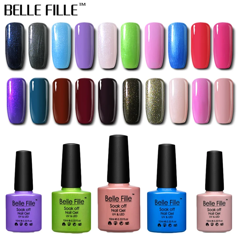 Belle FILLE УФ гель Лаки для ногтей 10 мл Bling Soak Off Гель-лак лак профессиональный маникюр