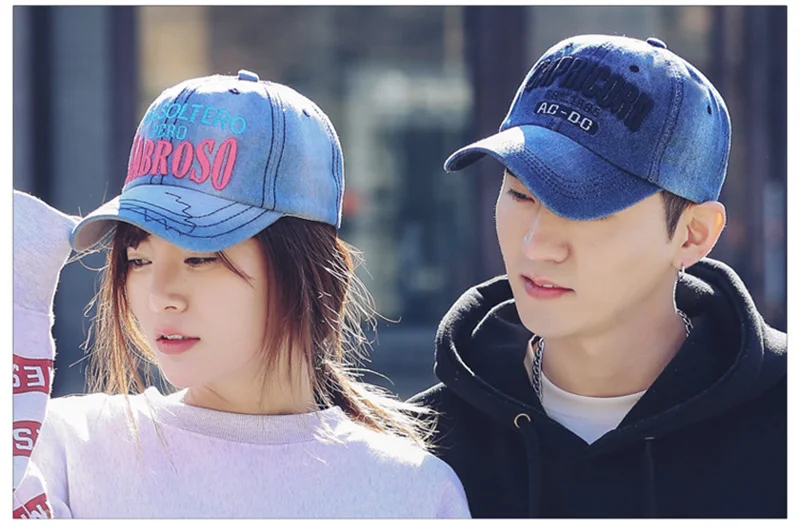 Cowboy Women Snapback Caps Letter Embroidery Couple Caps Summer Autumn Denim Unisex Baseball Cap Hip Hop Men Bone Casquette Hats (9)