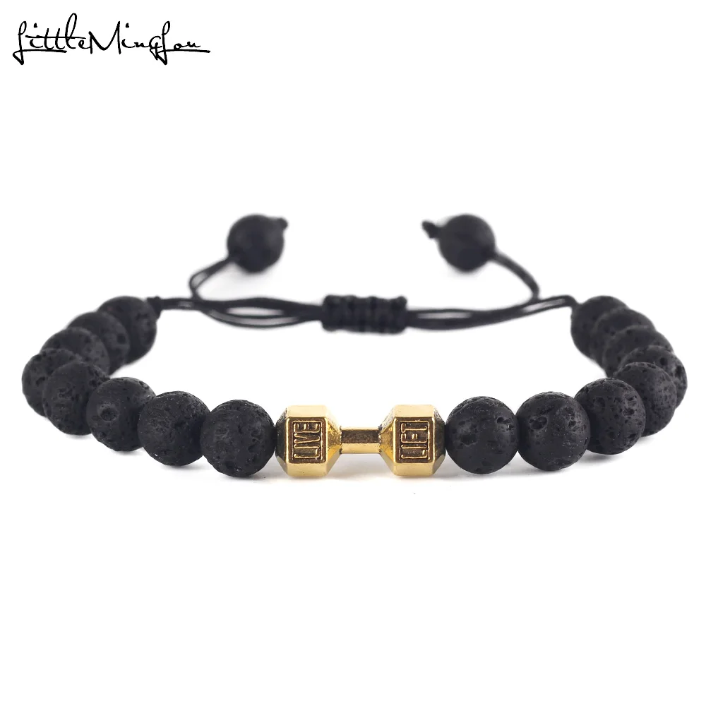 Little Minglittle Fitness Dumbbell Barbell charm gym men energy bracelet lava stone beads braid Bracelets & Bangles for women
Little Minglittle Fitness Dumbbell Barbell charm gym men energy bracelet lava stone beads braid Bracelets & Bangles for women