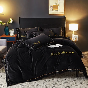 Gray Black Luxury Fleece Fabric Bedding Sets Embroidery Duvet Cover Flat Sheets Linen
Gray Black Luxury Fleece Fabric Bedding Sets Embroidery Duvet Cover Flat Sheets Linen