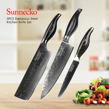 SUNNECKO 3PCS Kitchen Knives Set Utility Chef Knife Japanese Damascus VG10 Steel Sharp Pakka Wood Handle Top Quality CutterTools
SUNNECKO 3PCS Kitchen Knives Set Utility Chef Knife Japanese Damascus VG10 Steel Sharp Pakka Wood Handle Top Quality CutterTools
