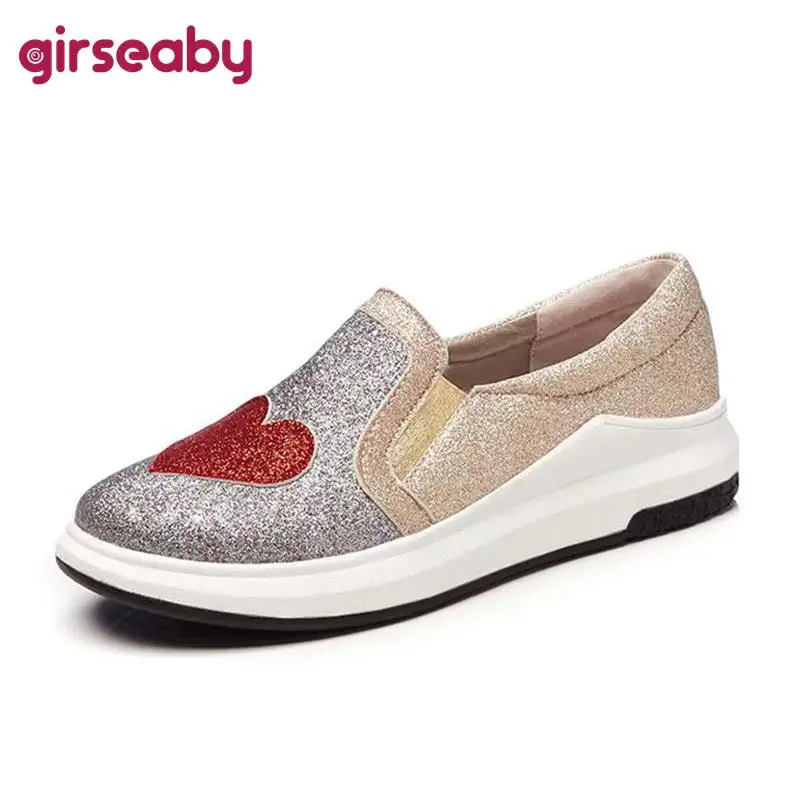 Girseaby Female wedges shoes casual loafers platform women's fashion pumps shoes patchwork wedges heel shoes glitter heart B425f
Girseaby Female wedges shoes casual loafers platform women's fashion pumps shoes patchwork wedges heel shoes glitter heart B425f