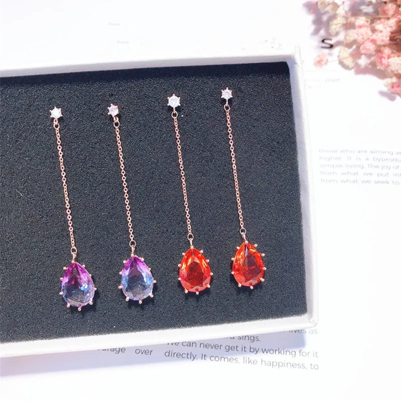2019 New Korean Colorful Water Drop Crystal Long Drop Dangle Earrings Temperament Charm Women Pendientes Trendy Jewelry 5B3003
2019 New Korean Colorful Water Drop Crystal Long Drop Dangle Earrings Temperament Charm Women Pendientes Trendy Jewelry 5B3003