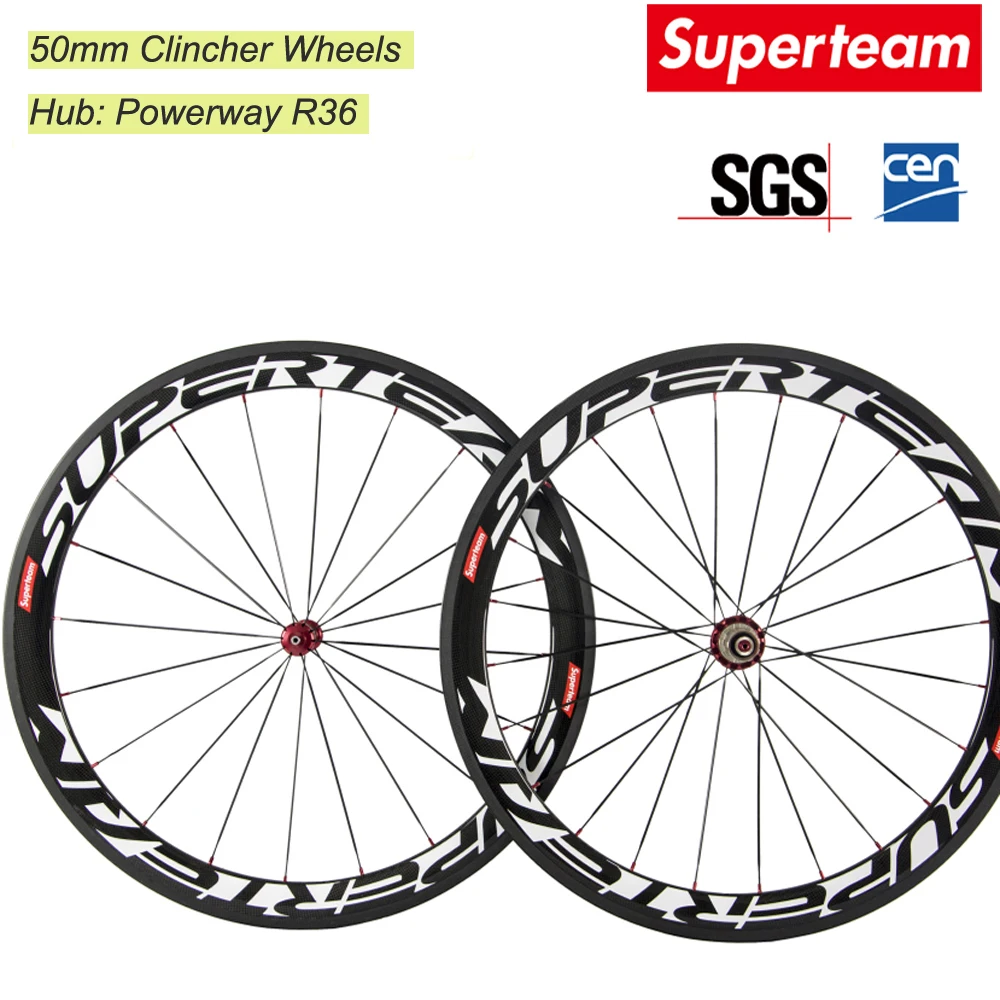 SUPERTEAM carbon wheels clincher road bike carbon wheelset tubular Chinese carbon wheels with Powerway R36 hub for road bicycle
SUPERTEAM carbon wheels clincher road bike carbon wheelset tubular Chinese carbon wheels with Powerway R36 hub for road bicycle