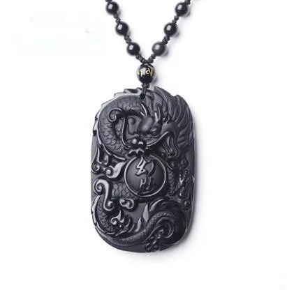 Beautiful Natural Black Obsidian Carved Chinese Handmade Dragon Lucky Pendant + Beads Necklace Fashion Jewelry for woman man
Beautiful Natural Black Obsidian Carved Chinese Handmade Dragon Lucky Pendant + Beads Necklace Fashion Jewelry for woman man