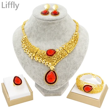 Liffly Morocco New Fashion Bridal Jewelry Sets for Women Inlaid Red Rhinestone Exquisite Gift Jewelry Sets
Liffly Morocco New Fashion Bridal Jewelry Sets for Women Inlaid Red Rhinestone Exquisite Gift Jewelry Sets