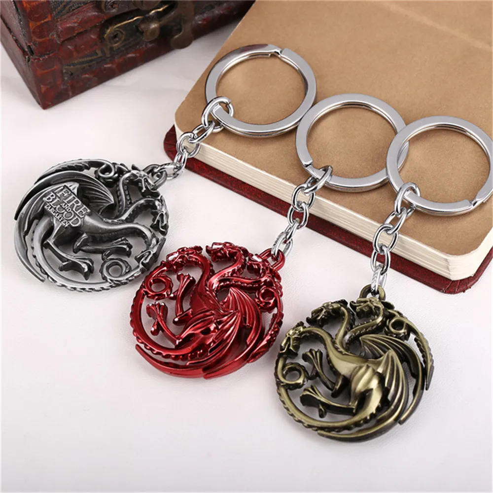 Game Of Throne Keychain Song Of Ice And Fire 3 Colors Dragon Round Metal Key Chain Ring Holder High Quality Accessory Chaveiro
Game Of Throne Keychain Song Of Ice And Fire 3 Colors Dragon Round Metal Key Chain Ring Holder High Quality Accessory Chaveiro
