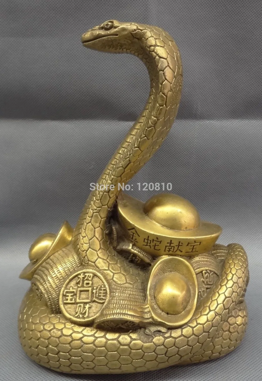 8" China Brass Zodiac Treasure YuanBao Coin Goose Type Animal Snake Head Statue
8" China Brass Zodiac Treasure YuanBao Coin Goose Type Animal Snake Head Statue