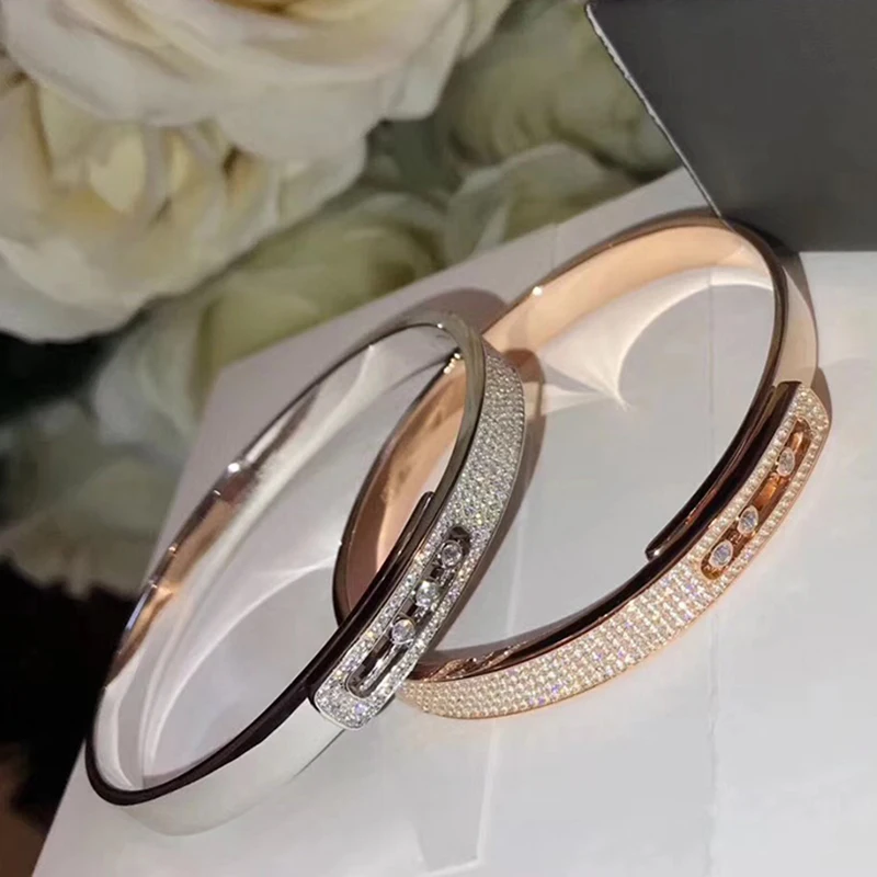 Brand Pure 925 Sterling Silver bracelet For Women Rose Gold Full Stone Bangle Slide Move Stone Bangle Wedding france Jewelry
Brand Pure 925 Sterling Silver bracelet For Women Rose Gold Full Stone Bangle Slide Move Stone Bangle Wedding france Jewelry