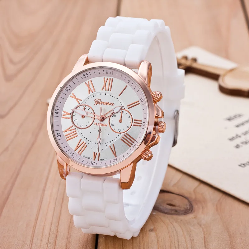 

2020 New Famous Brand Rosy Gold Geneva Casual Quartz Watch Women Silicone Watches Relogio Feminino Wristwatches Hot Sale Clock