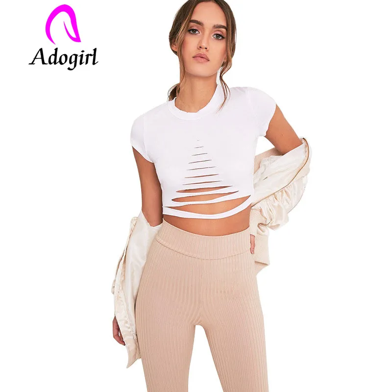 Adogirl simple women hole hollow out short T shirt O neck short sleeve solid crop tops midriff-baring patchwork tops summer tees
Adogirl simple women hole hollow out short T shirt O neck short sleeve solid crop tops midriff-baring patchwork tops summer tees