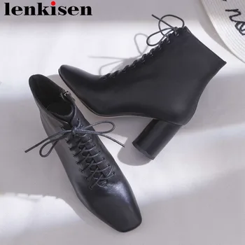 Lenkisen square toe round high heels office lady genuine leather solid handmade korean girls british style women ankle boots L59
Lenkisen square toe round high heels office lady genuine leather solid handmade korean girls british style women ankle boots L59
