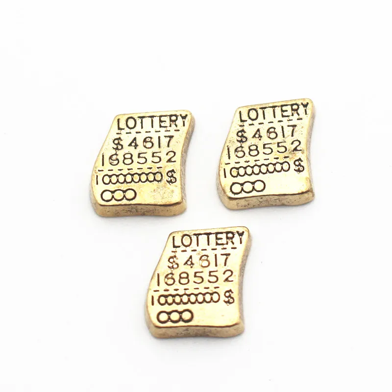 Hot Sale 10pcs/lot Metal Gold Lucky Lottery Floating Charms For Living Glass Lockets Necklace Bracelet DIY Jewelry | Украшения и