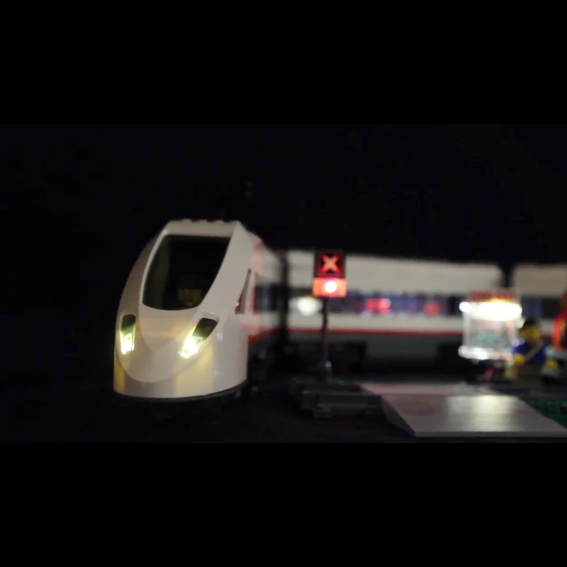 Lego 60051 Led Light Cities High-speed passenger Train Toys Brickkits( light with Battery box)