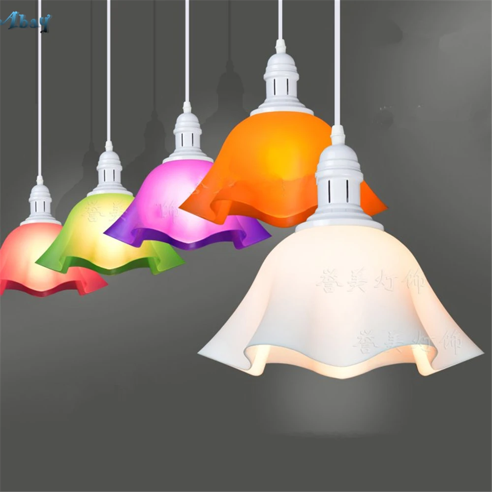 Modern Plastic Led Pendant Lights Flower Shape Hanging Lamp for Restaurant Supermarket Cafe Bar Light Fixture Loft Deco E27 | Освещение