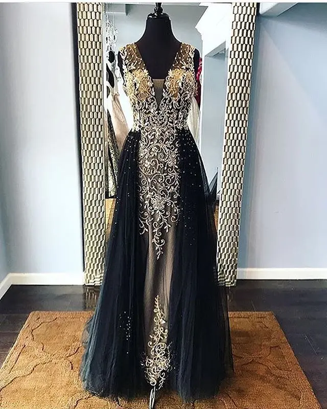 Robe de soriee New Black Evening Dress 2018 V-Neck Sleeveless Floor Length Beading Tulle A-Line Prom Dresses Removable Skirt
Robe de soriee New Black Evening Dress 2018 V-Neck Sleeveless Floor Length Beading Tulle A-Line Prom Dresses Removable Skirt