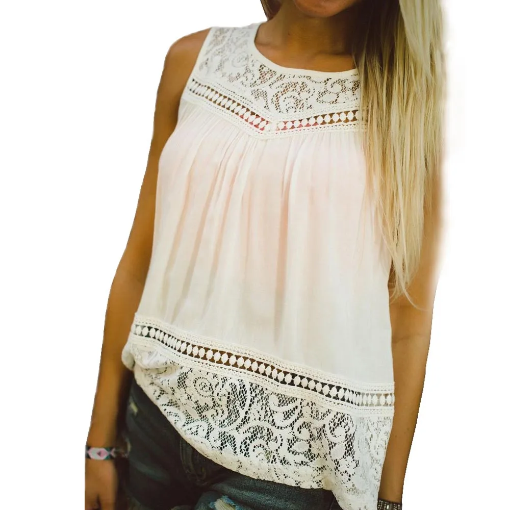 Blusas Casual Women Blouses 2017 White Summer Lace Splice Plus size Vest Tops Loose Sleeveless Tanks Shirt Body Korean g#1
Blusas Casual Women Blouses 2017 White Summer Lace Splice Plus size Vest Tops Loose Sleeveless Tanks Shirt Body Korean g#1