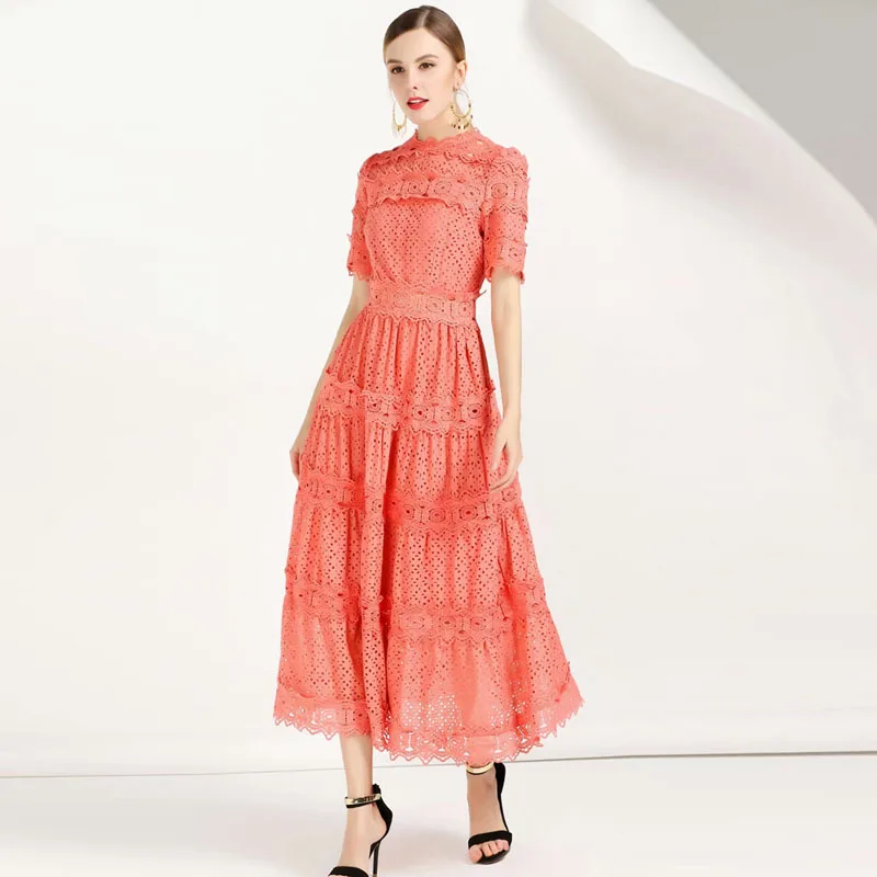 High Grade Runway Designer Spring Summer Dresses for Women 2019 Fashion Short Sleeve Hollow Out Embroidery Long Lace Party Dress
High Grade Runway Designer Spring Summer Dresses for Women 2019 Fashion Short Sleeve Hollow Out Embroidery Long Lace Party Dress